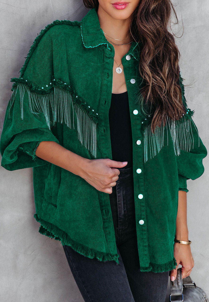 Chain rivets street fashion single breasted coat