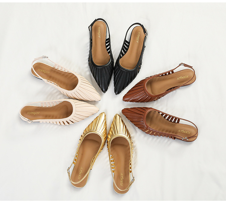 Unique Pointed-toe Buckle Sandals For Women, Hollow Back Strap, Flat-soled, New Summer Fashion Beach Shoes_desvips.com