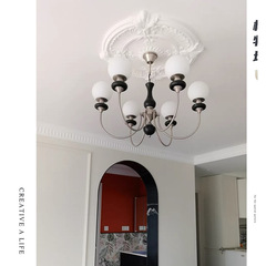 French-style medieval living room chandelier dining room lighting magic bean American retro style bedroom light walnut color ceiling light