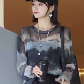 仅用于产品展示勿拍-冰丝防晒衣女夏季薄款长袖t恤防晒罩衫宽松显