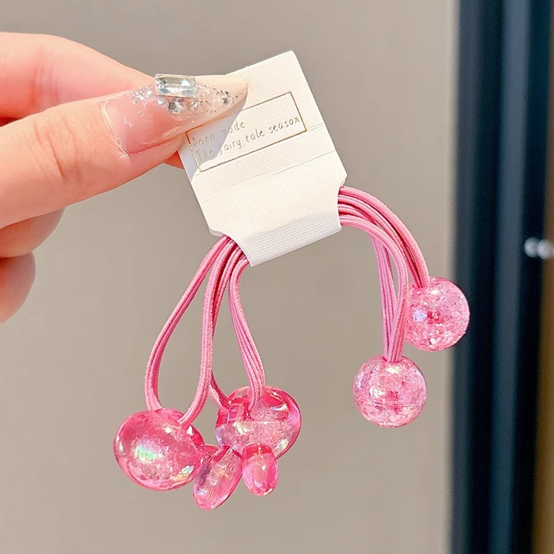 Niños cuerdas de cabello de cola de caballo alta anillo de cabello femenino de alto nivel doble cuerdas de cabello adorable adornamiento de cabello de bebé color conejo banda de goma