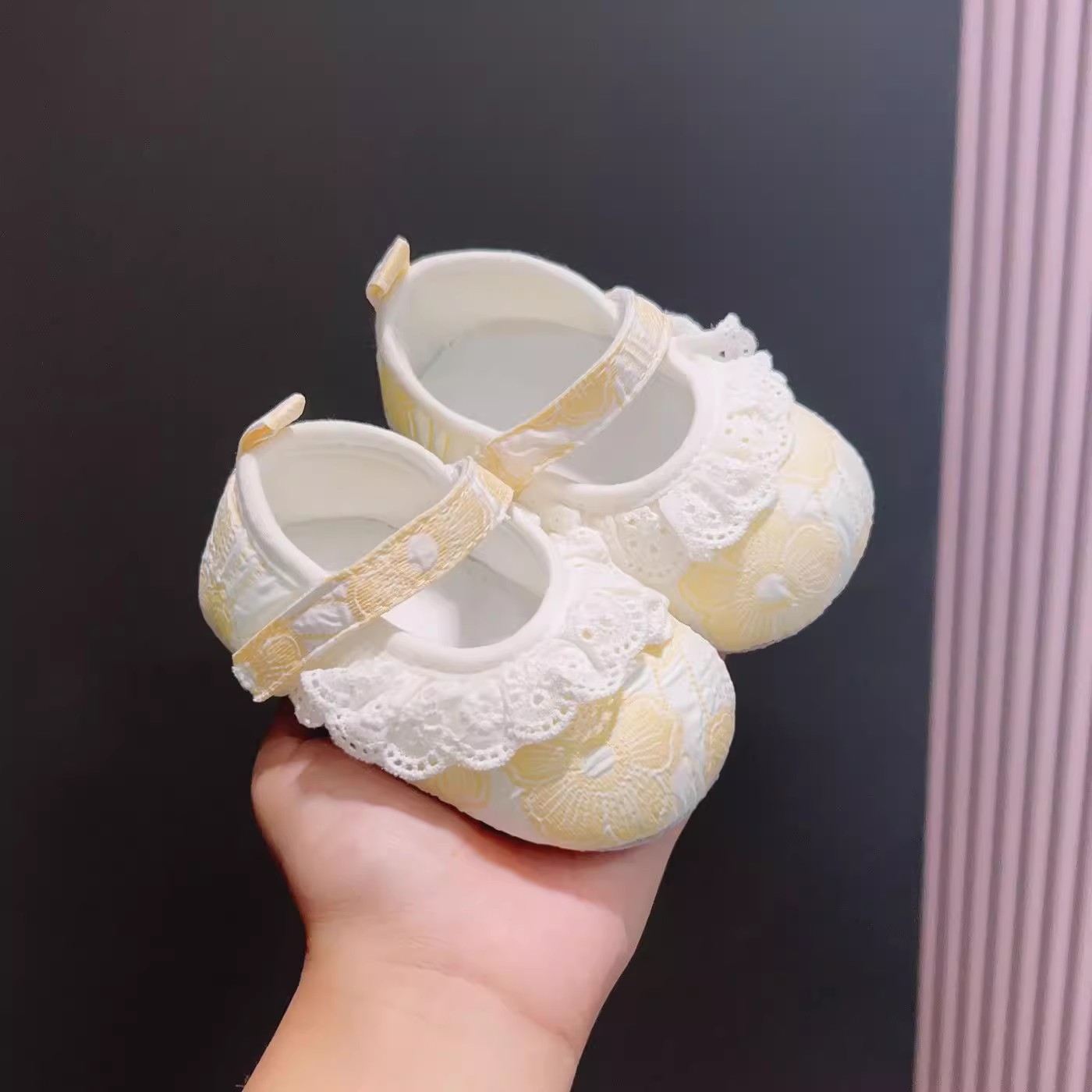 Newborn Baby Princess Shoes Soft Sole Lace Lace Baby Girl Toddler Spring & Fall 0-1 Years Old Non-Slip Non-Falling Cloth Shoes 3