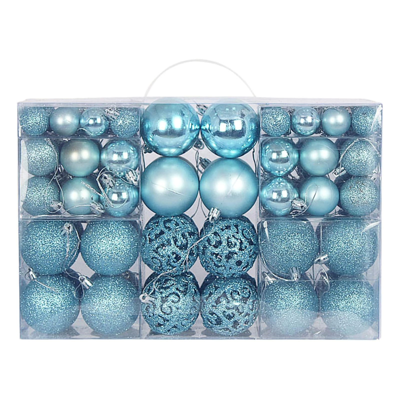 América Latina, decoración de árbol de Navidad 100 juegos portátiles de bolas de plástico hueco en caja colgante de bolas de Navidad image 14