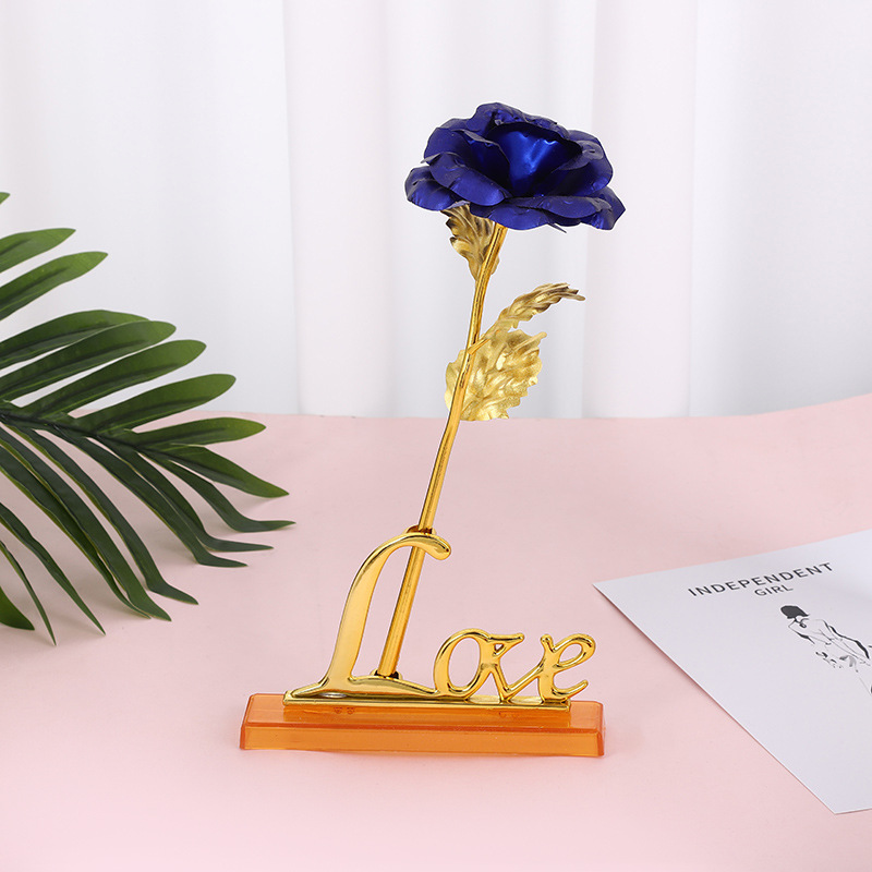 Rosa Dorada Artificial, Regalo para el Día de San Valentín o Qixi, Caja con Diseño de Cielo Estrellado, Adornos Creativos para Puestos Navideños