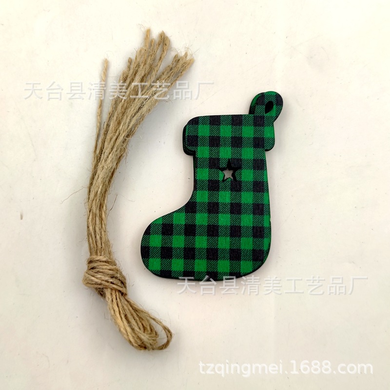 33 modelos de cuadros verdes y negros serie navideña piezas de madera colgante de decoración navideña se pueden combinar libremente 10 piezas en un paquete