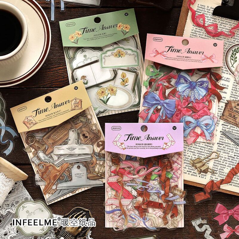 Infeel.Me 时间应答系列 PET贴纸包手账拼贴打底装饰DIY4款|undefined
