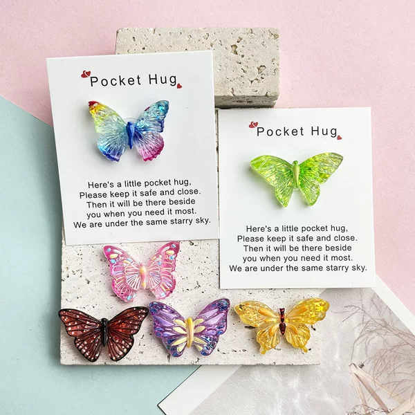 Cross-border DIY color gradient butterfly pocket hug card small items decorative color stitching butterfly free gift