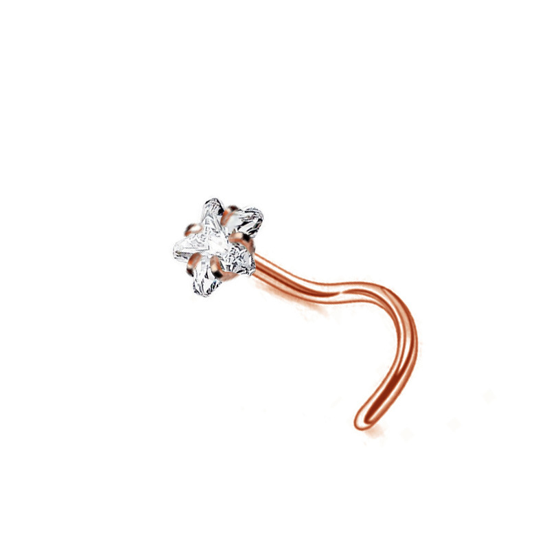 Titan Nasenpiercing Mit Zirkon Stern Klassisch Elegant_voghion.com