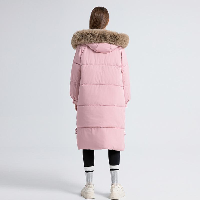 Parka oversized de damă cu glugă din blană artificială și șnur_voghion.com