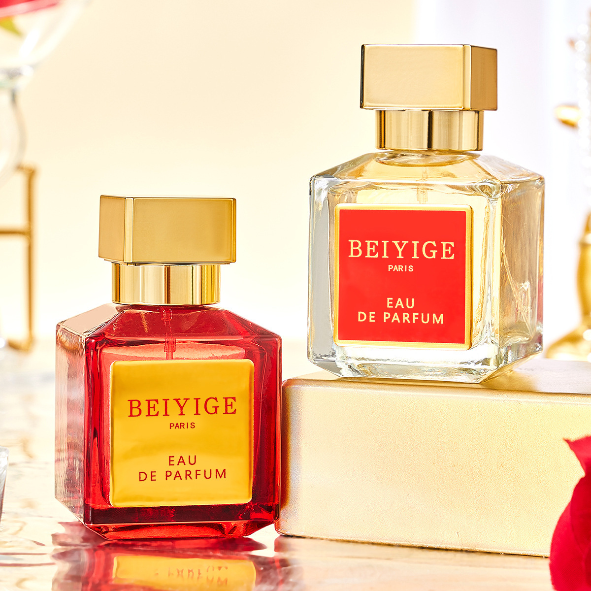 Fábrica directa de perfume romántico transfronterizo rojo oro perfumes damas rosa ébano incienso duradero fragancia 70ml