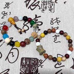 Antique Zen Rosary Ethnic Style Chinese Sandalwood Shibazi Multi-Jewel Beaded Bracelet Bamboo Bracelet Women's Bracelet