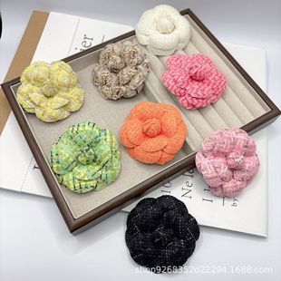 Camellia Small Fragrant Style Thick Flower Nylon Shaped Flower Wholesale Jewelry Corsage Without Brooch Hairpin