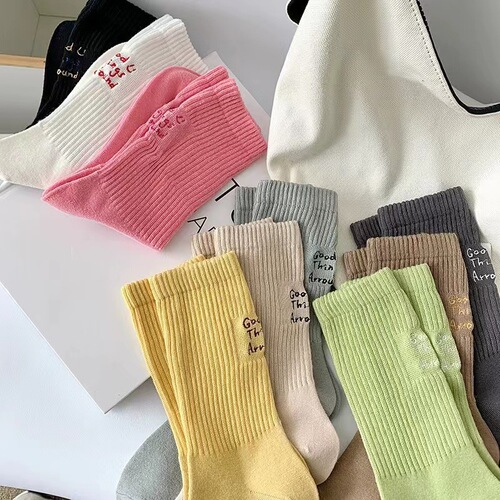 Socks for women in spring and summer mid-calf socks thin ins trend versatile outer wear Japanese internet celebrity college style sports pile socks