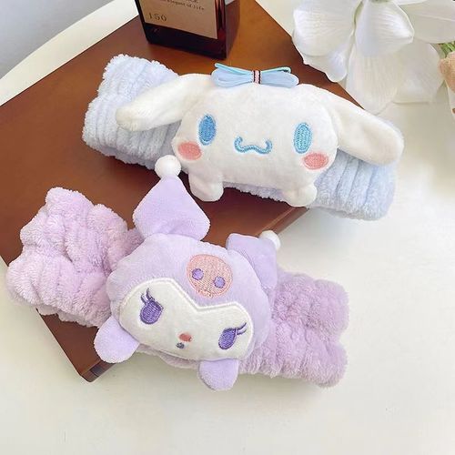 Sanrio Cartoon Plush Hairband Headband Cute Girly Heart Doll Hairband Face Washing Press Hair Anti-Slip Headgear