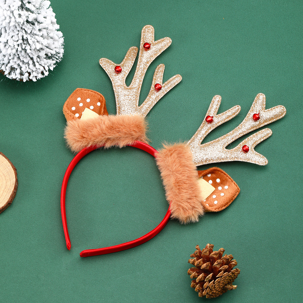 Transfronterizos nuevos oídos de Navidad campanas de cuerno de ciervo cabeza de cinturón de cabeza de fiestas decoraciones regalos pequeños para niños