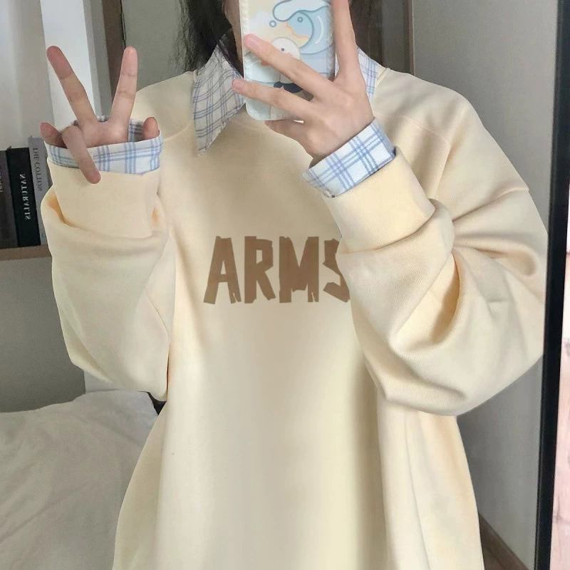 Американский стиль с круглым воротником свитер женский весенний и осенний новый свободный ленивый ветер