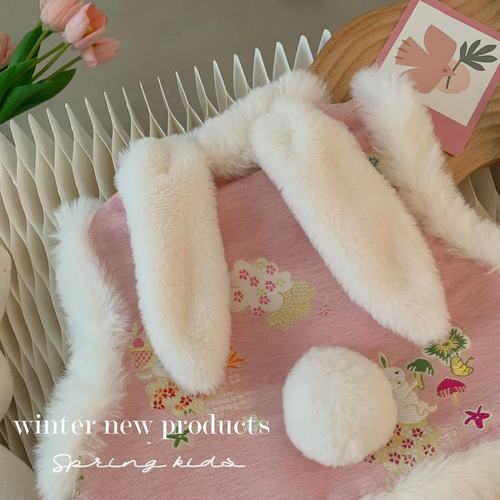 Girls' autumn and winter Tang suit New Year's clothes jade rabbit baby stylish New Year's clothes new year's clothes girls' same style top one piece 