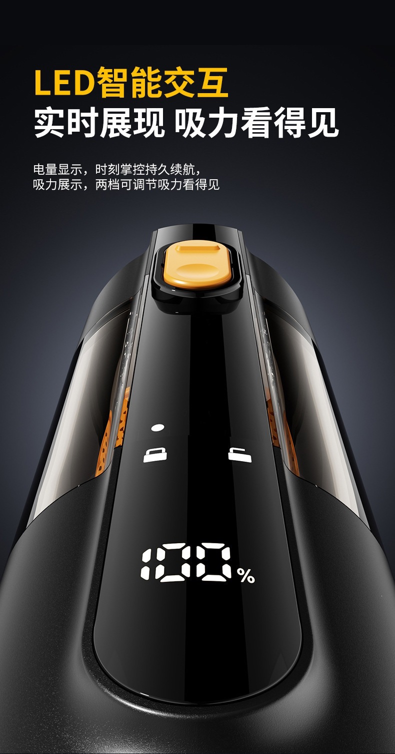 Cross-border car vacuum cleaner with strong suction, multifunctional vacuum cleaner, wireless portable dual-use for car and home, digital display vacuum cleaner