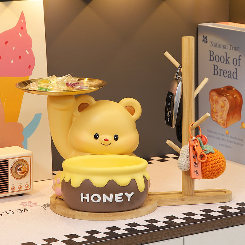 可爱黄油入户门玄关摆件客厅家居鞋柜新房新家装饰小熊钥匙收纳