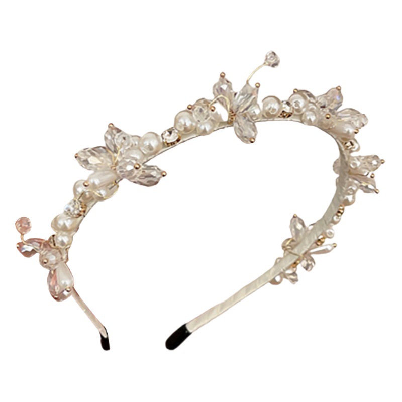 Francés retro barroco diamante perla diadema rhinestone diadema corte viento presión pelo tocado irregular accesorios para el cabello para las mujeres