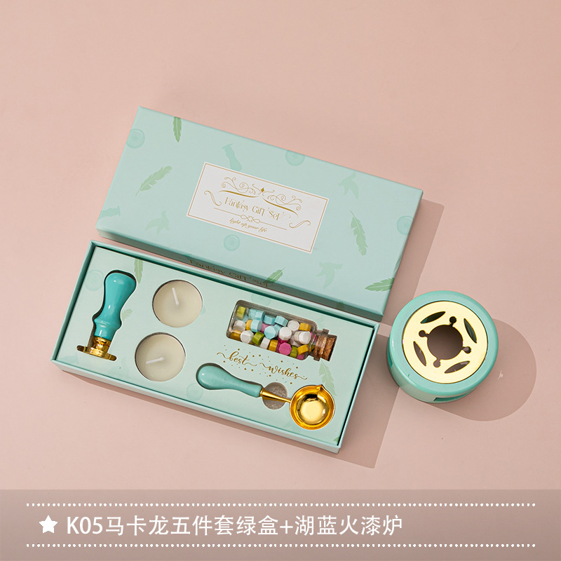 Nuevo macaron fuego pintura cera grano horno sello mano cuenta Día de San Valentín cumpleaños regalo fuego pintura sello conjunto completo al por mayor