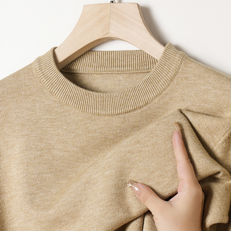 Source Factory Autumn and Winter Men's Sweater Knitted Bottoming Shirt Middle-Aged Men's Pure Color Low-Neck Sweater Anti-Pilling Round Neck Source Factory Autumn and Winter Men's Sweater Knitted Bottoming Shirt Middle-Aged Men's Pure Color Low-Neck Sweater Anti-Pilling Round Neck