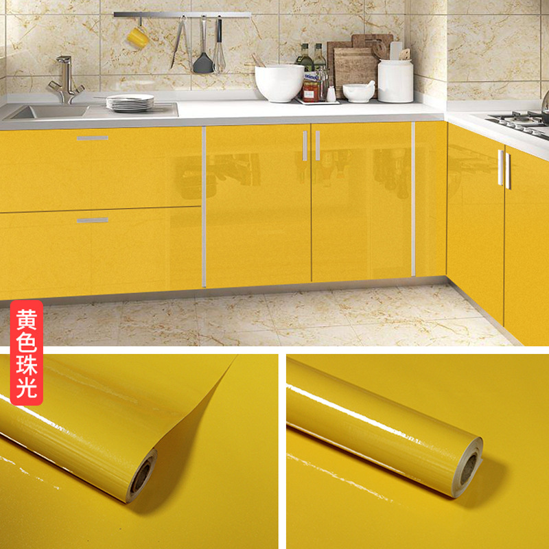 Pintura a la parrilla de película perlada PVC Fondo de pantalla de pared Autoadhesivo de color sólido dormitorio superior Fondo de pantalla de cocina pegatinas decorativas pegatinas