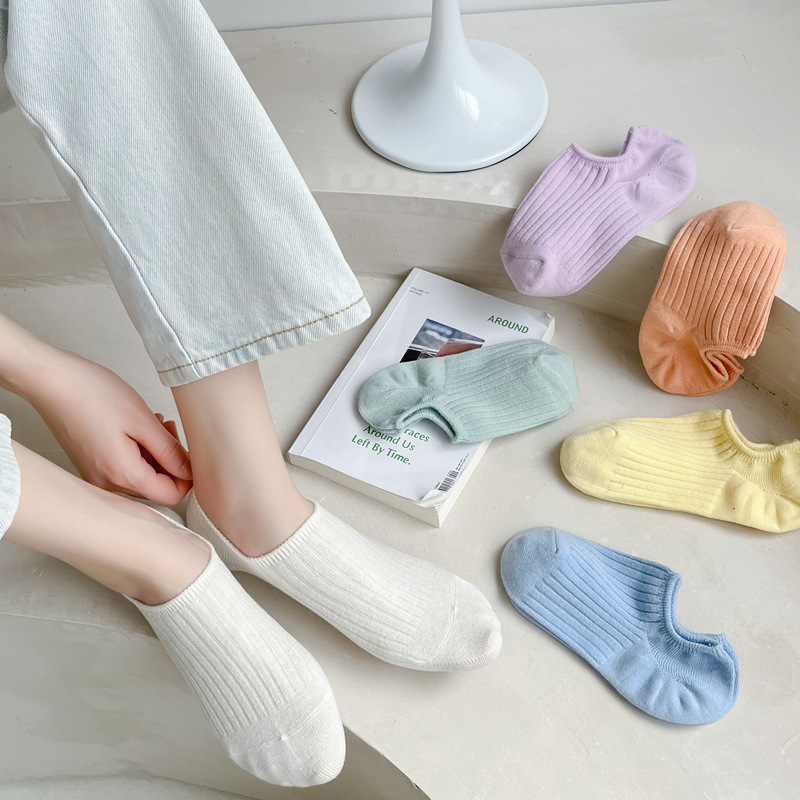 Boat Socks for Women, Summer Thin Socks, Wholesale Low-Cut Shallow Socks, Non-Slip, Non-Falling, Japanese Style Invisible Socks, Short Socks