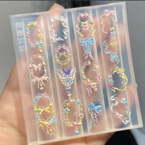 Molde de manicura amor arco en relieve flor ornamentos molde abrasivo alta permeabilidad estereoscópica DIY decoración molde de silicona