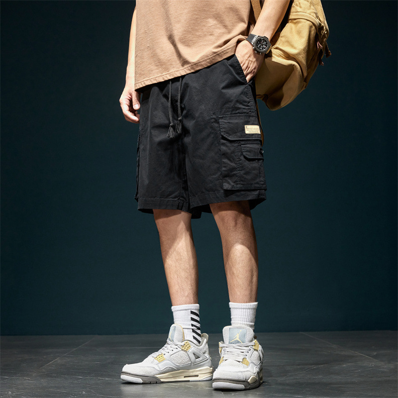 Pure Cotton Large Pocket Tooling Shorts Boys Summer Thin Trendy Brand khaki Loose Casual Sports Pants