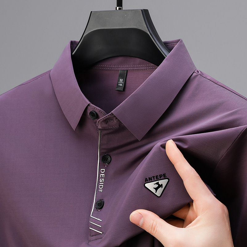 Short-sleeved T-shirt Men's Summer Thin Business Casual Polo Shirt Middle-aged Dad's Simple Lap Collar T-shirt Special Price