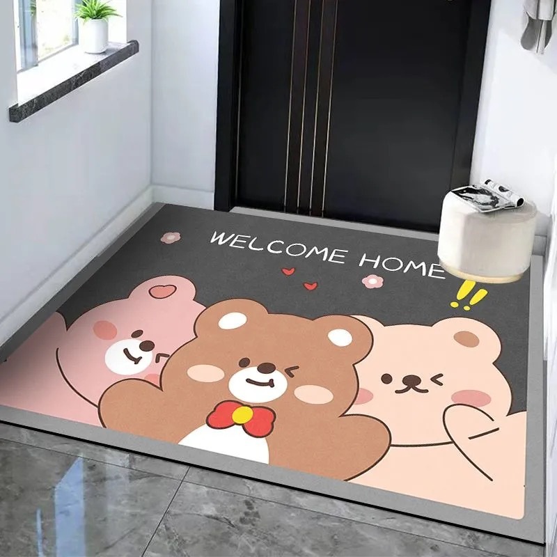 卡通入户门地垫家用灰色系耐脏易打理玄关脚垫吸水速干硅藻泥地垫|undefined