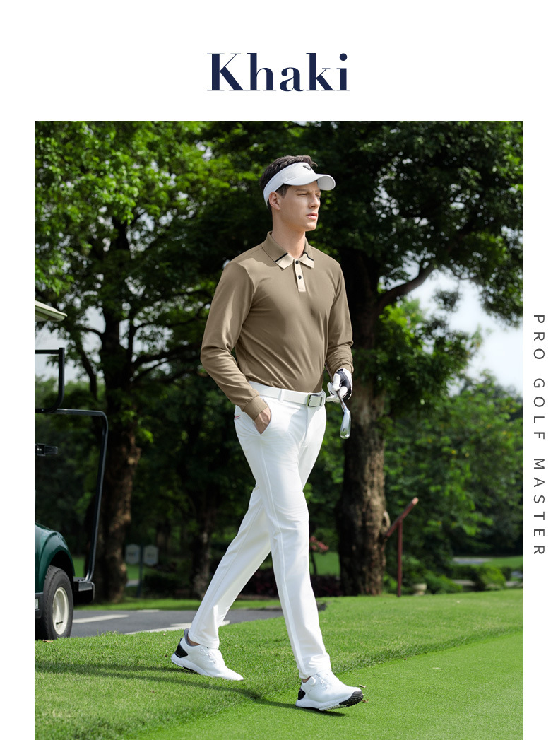 Áo polo nam dài tay golf PGM chất liệu waffle thoáng khí co giãn cao — Tay áo dài màu đen [kết cấu bánh quế/viền xẻ/độ đàn hồi cao ở mọi mặt] YF823 chi tiết 17