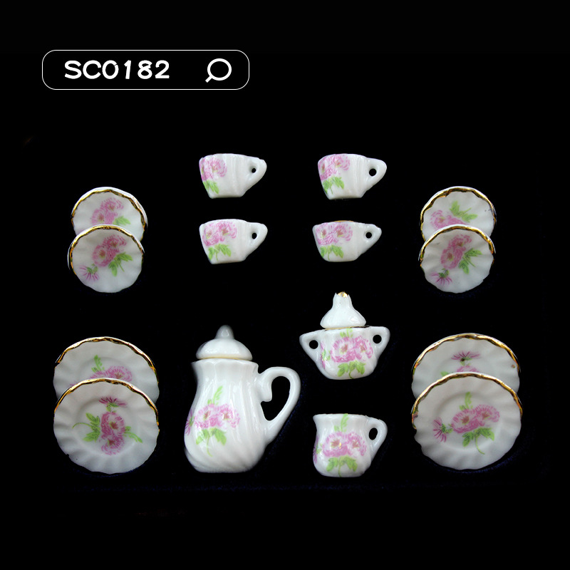 52Dollhouse miniatura comida y juego escena modelo Dollhouse accesorios mini juego de té cerámica taza té SC