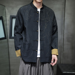 2024 spring and summer new Chinese style men's clothing retro buckle Tang suit new Chinese style stand collar Hanfu coat Chinese style Chinese style clothing