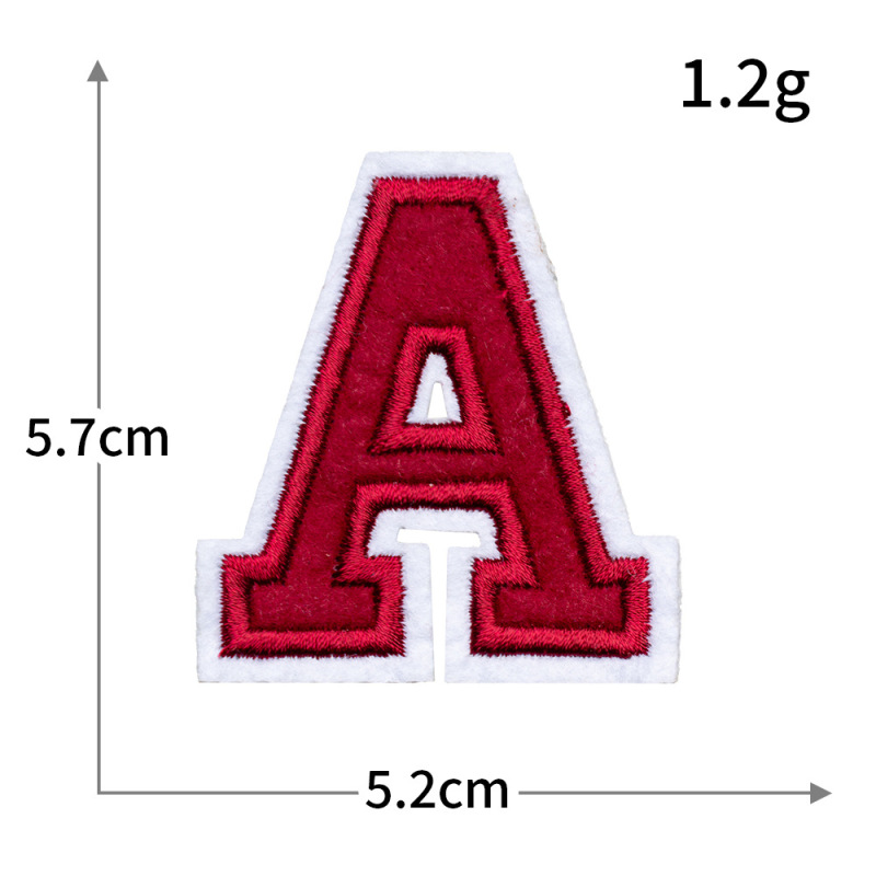 クロスボーダーの赤い白い縁の26の英語のアルファベットのコンピュータの刺繍の布はゴムを貼って服の装飾の布を貼ります。|undefined