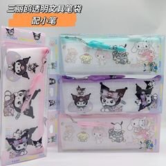 New Sanrio Character Transparent Pen Case with Small Pens + Windproof Waterproof Stationery Box Large Capacity Portable Stationery Bag