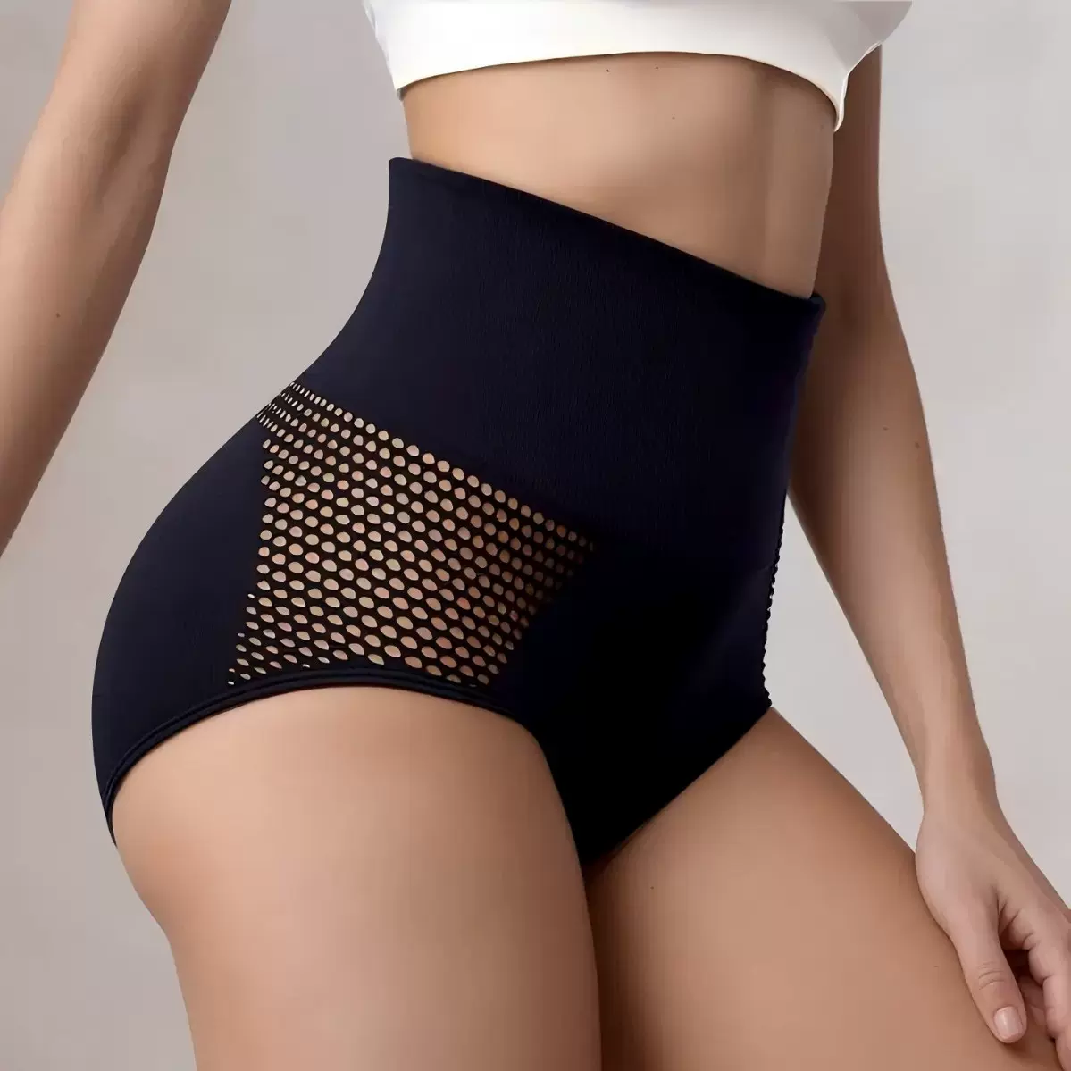 欧美跨境女士无缝高腰收腹内衣镂空蜂窝设计塑形提臀透气高腰裤
