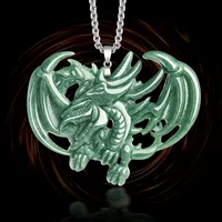 Yu-Gi-Oh Sky Dragon, трехмерный натуральный нефритовый кулон класса А, зеленый кулон из ледяного нефрита, нефритовый кулон в стиле аниме, сувенир