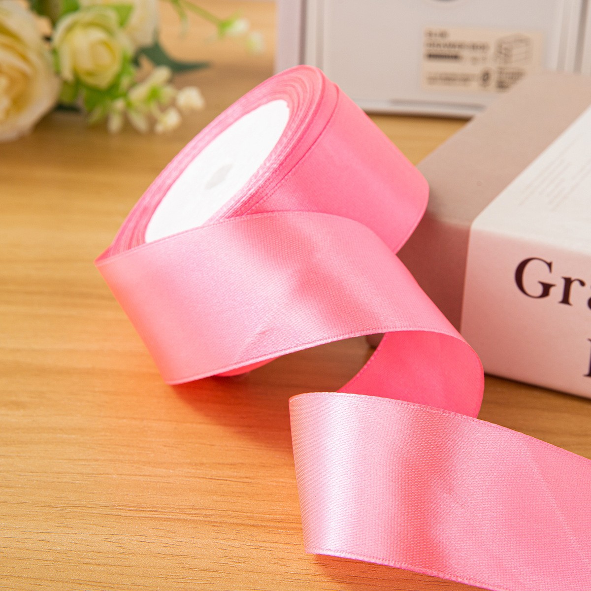 Cinta de 4cm cinta hecha a mano material de flor de rosa de bricolaje cinta de satén material de lazo cinta floral embalaje de regalo