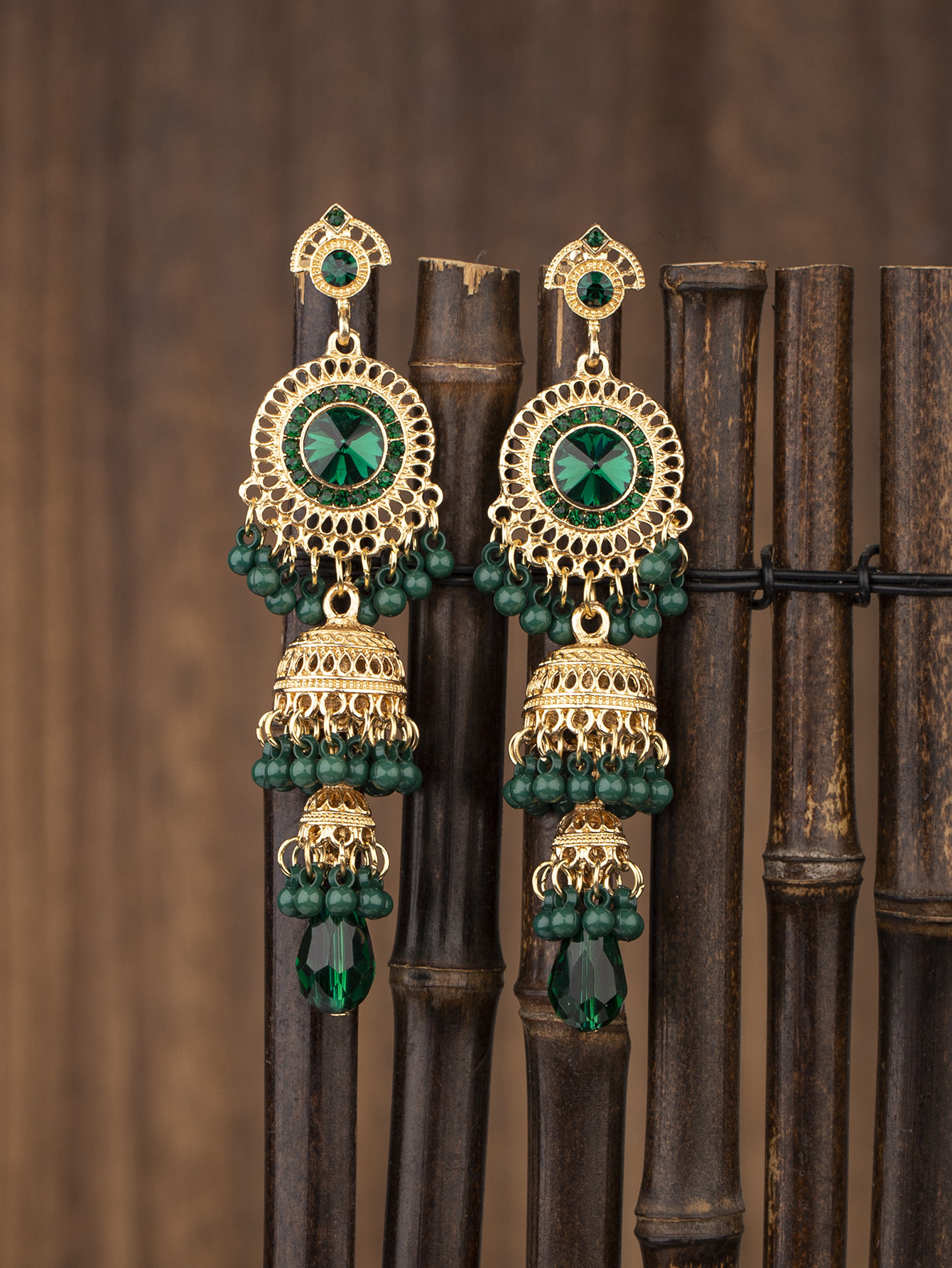 37g Weight Acrylic, Gem Inlay Material Drop Earrings Classification 1 Pair Quantity Daily, Street Occasion Alloy Material Round, Bell Pattern Women's Gender Pearl, Plating, Inlay Design Retro Style 1 Pair Retro Round Bell Pearl Plating Inlay Alloy Acrylic Gem Drop Earrings 1