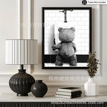 亚马逊跨境外贸希音TEMU装饰画趣味泰迪熊幽默海报艺术画挂画厂家