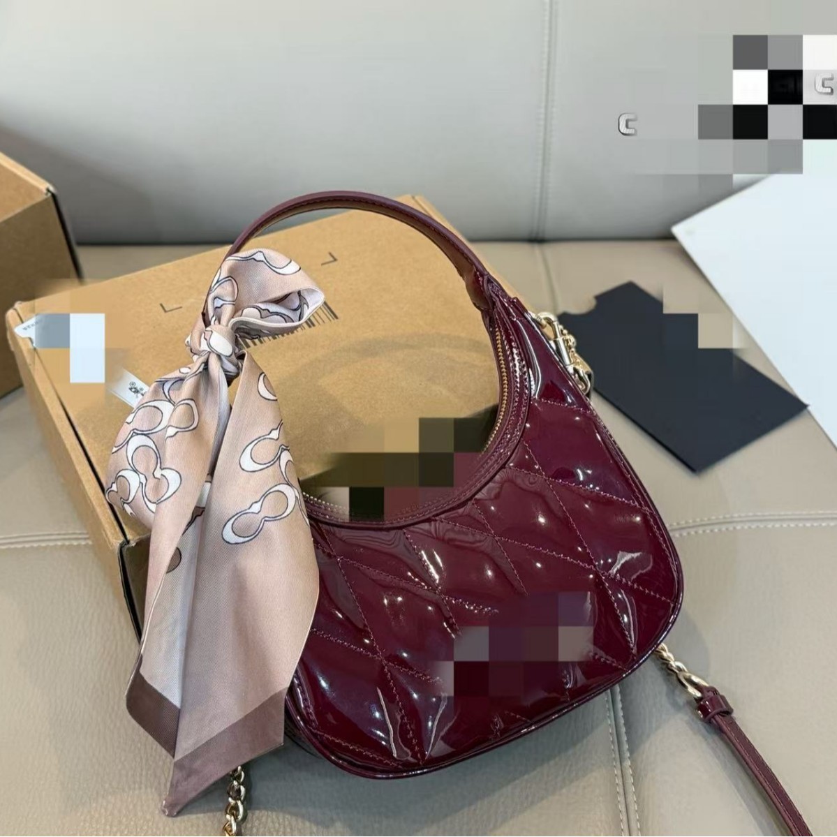 Cross-Border Women's Bags 2025 Coach Miu Series Half-Moon Bag Quilted Handbag Trendy Fashion Commuter Shoulder Crossbody Bag