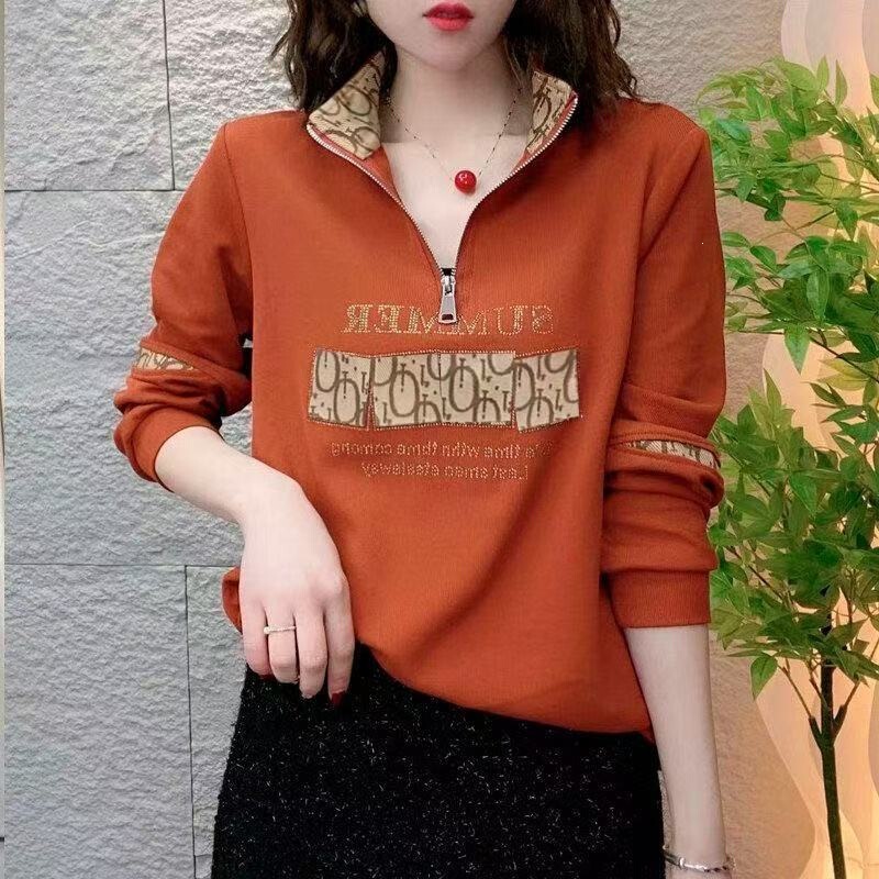 Popular women's long-sleeved new style, loose-fitting, high-end blouse for mothers and middle-aged women, women's long-sleeved T-shirt