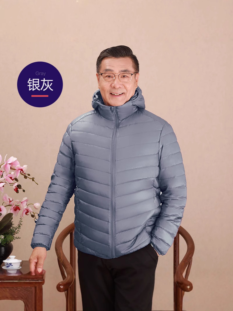 Chaqueta de plumón ligera transfronteriza hombre de mediana edad padre vestido de cuello corto invierno chaqueta de abrigo de invierno