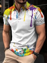I 58517 3D Print Striped Polo Shirt ���Ʒ���Polo�� �羳