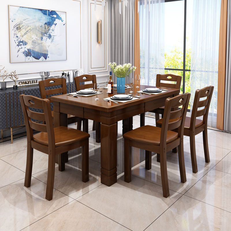 Mesa de comedor de madera sólida, mesa de comedor de hotel, mesa de comedor rectangular para 6 personas, mesa de comedor occidental, mesa de comedor doméstica, pequeña mesa de comedor