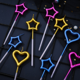 Wholesale combination stars love birthday candle creative five-pointed star love cake decorations gold plated smokeless candle