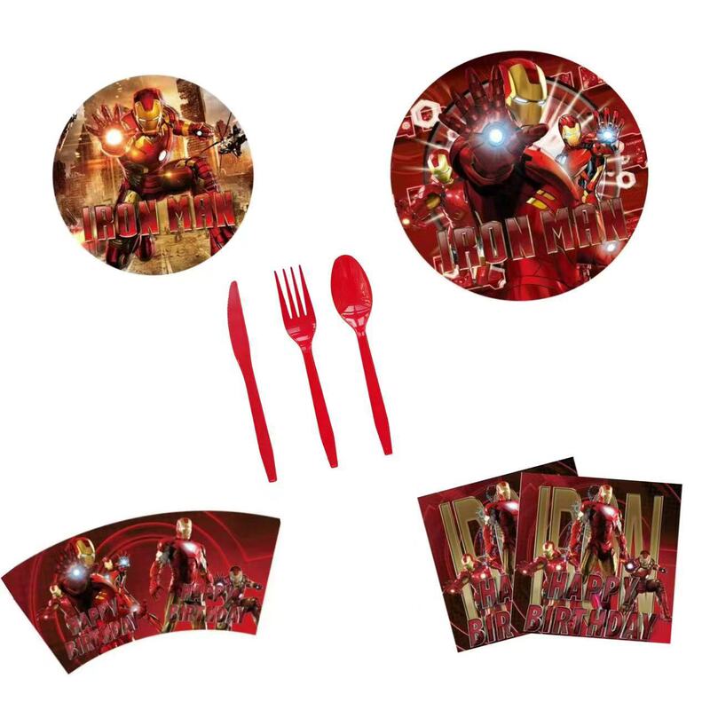New Iron Man Theme Children's Birthday Party Supplies Disposable Paper Tray Paper Cup Paper Towel Tablecloth Straw Knife and Fork New Iron Man Theme Children's Birthday Party Supplies Disposable Paper Tray Paper Cup Paper Towel Tablecloth Straw Knife and Fork