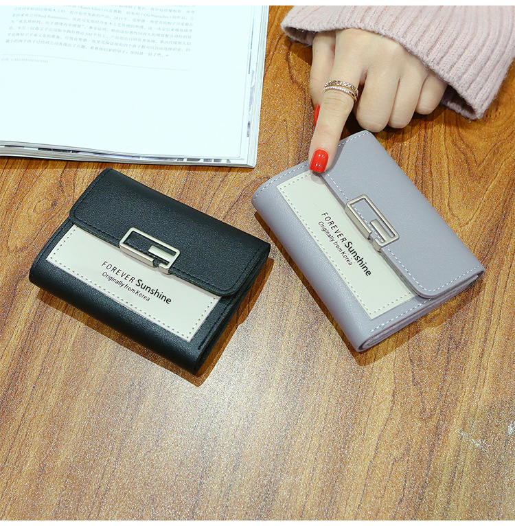 Women's Letter Color Block Pu Leather Buckle Wallets display picture 1